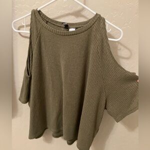 The Divided H&M Olive Cold-Shoulder Top